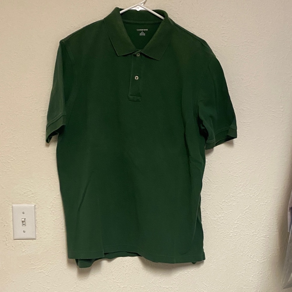 Lands' End short sleeve, Men's Forest Green Polo